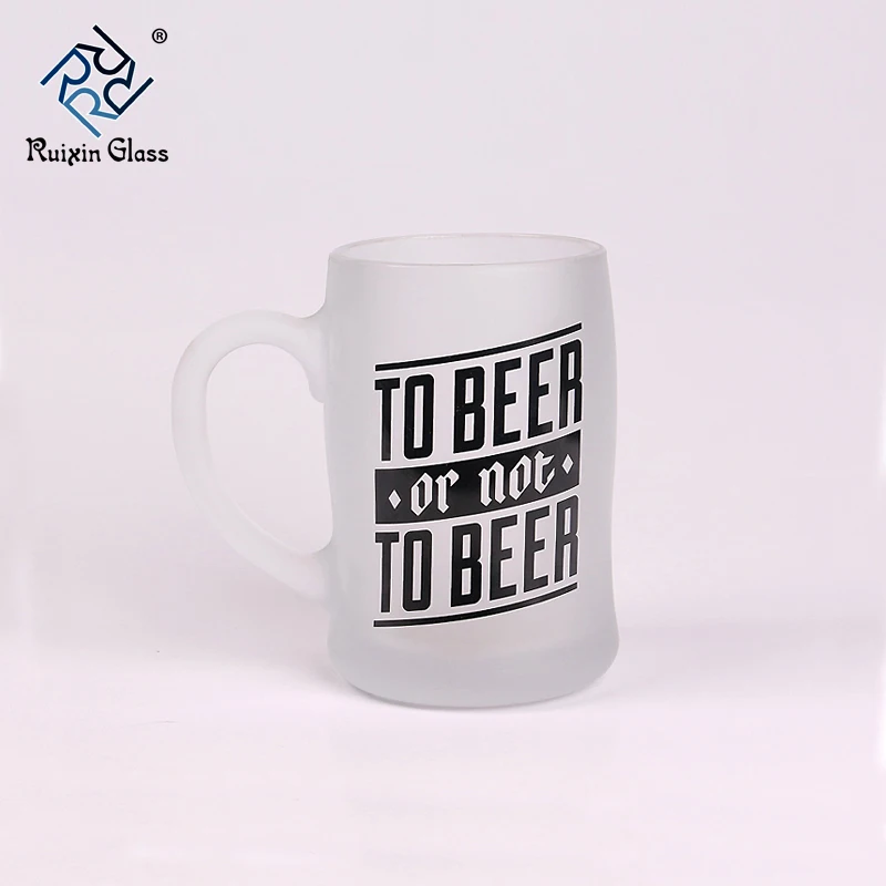 Frosted blank 16 oz 13oz glass beer mug with logo