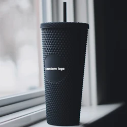 2023 Sell Well Plastic Studded Tumbler Accept Custom Reusable Double Wall Cold Color Changing Cup With lid and straw