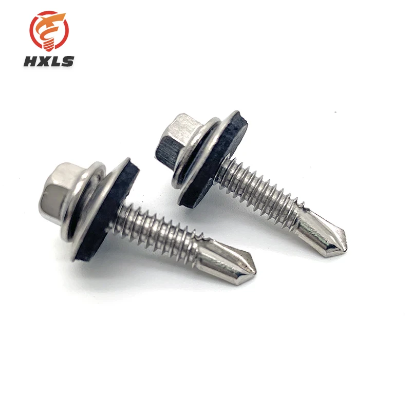 High quality stainless steel 410 Hex Head Building Roofing Tek Screws Self Drilling Screws With bonded EPDM Rubber Washers