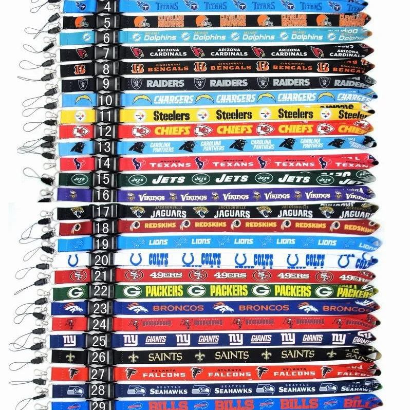 Cheap NFL Lanyards Hot transfer gradient American football Team Club Neck Strap Hot Selling Phone Loop Sling