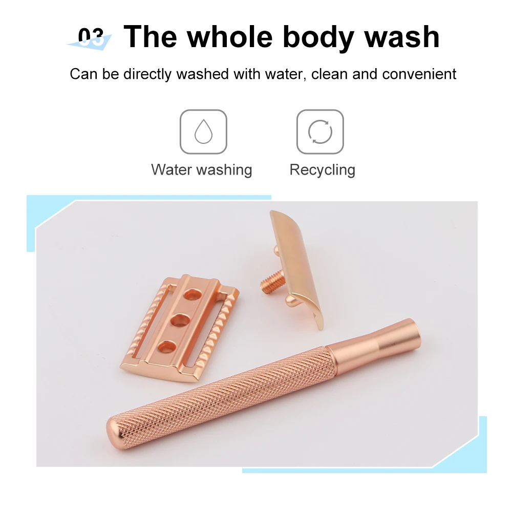 Custom brass safety razor matte rose gold double edge safety razor blades