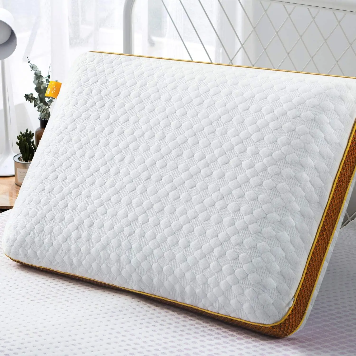 Ventilated Gel Memory Foam Pillow with Zipper Removable Cover for Side and Back Sleepers