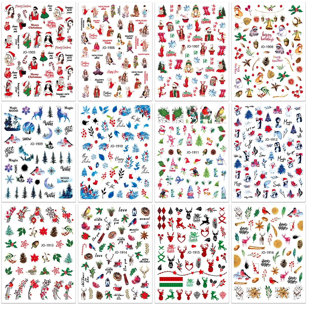 Fluorescence Nail Decoration Sticker Snowflake Skull Animals Pattern  Christmas Nail Stickers