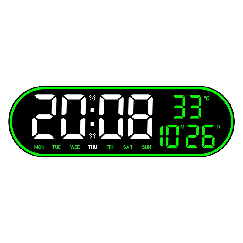 LED Digital Wall Clock Remote Control Electronic Mute Clock with Temperature Date Week Display 15-inch Timing Function Clock