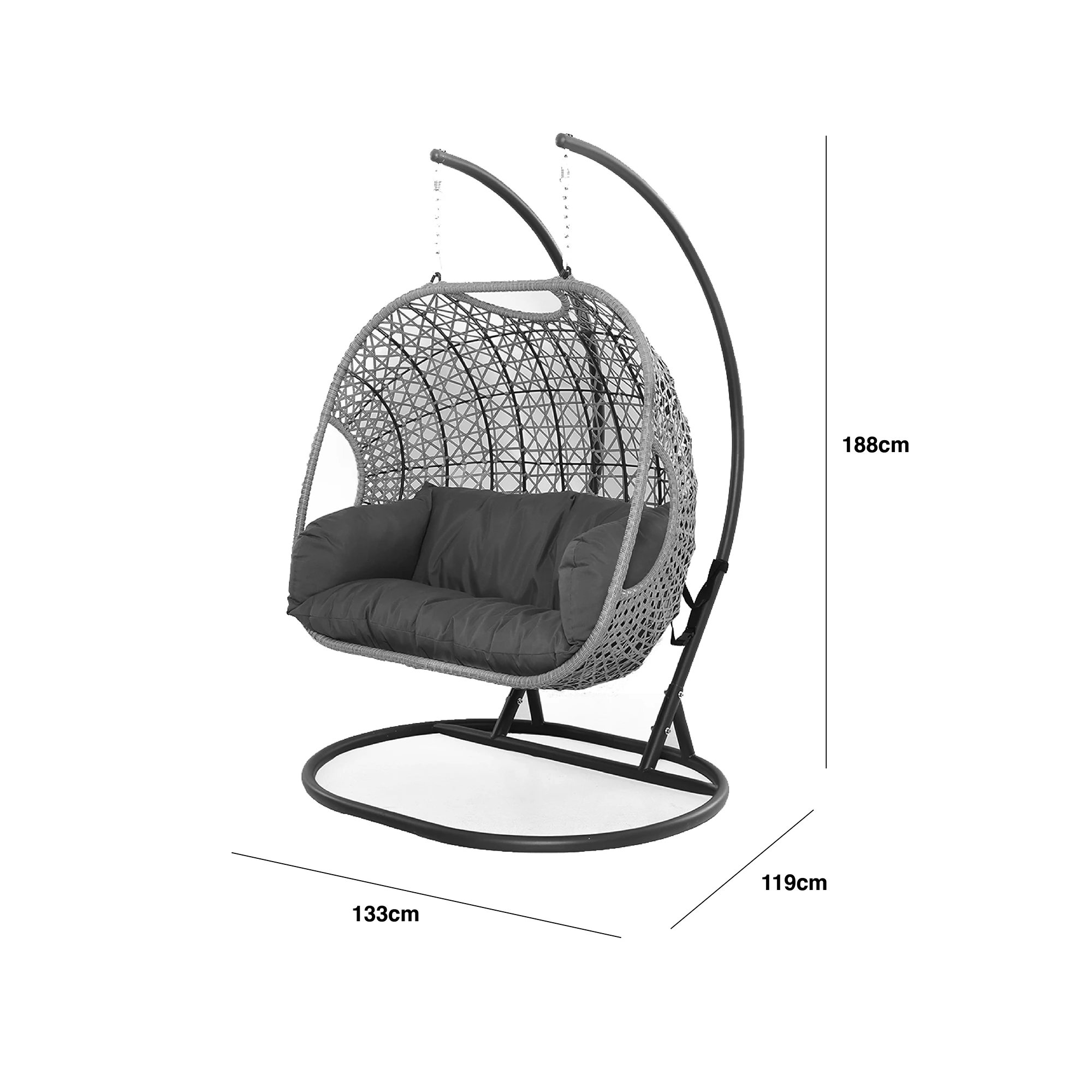 Morden Design Patio Hanging Wicker Swing Egg Sofa with Stand Garden loveseat Outdoor Double Seat Rattan Foldable Swing Chair