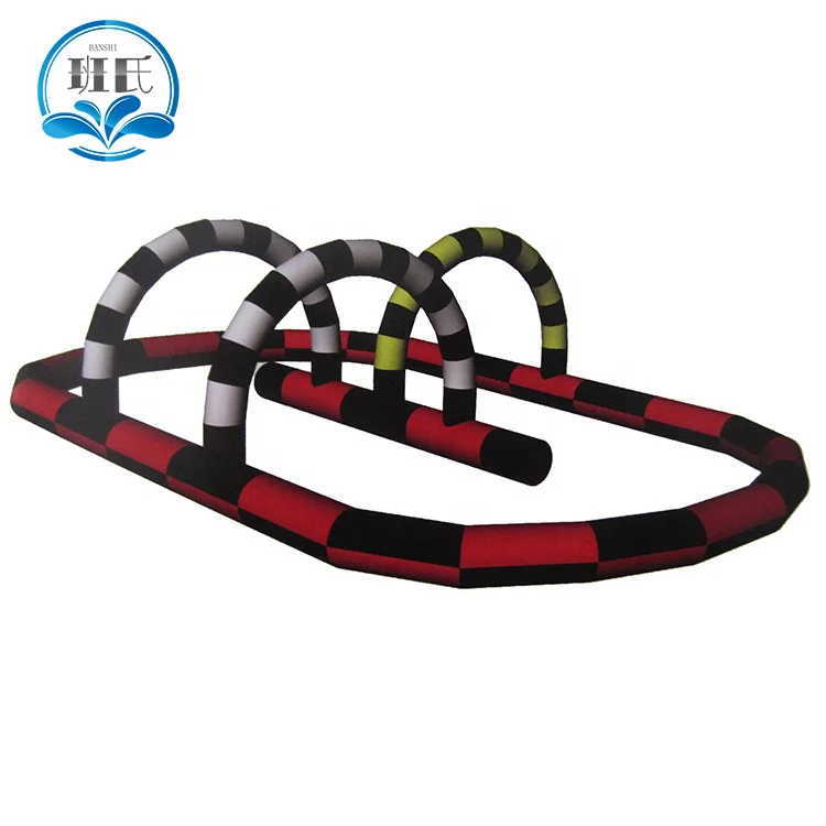 Hot-sale Commercial  sport games bumper cars speedway racing track inflatable go kart zorb ball race track