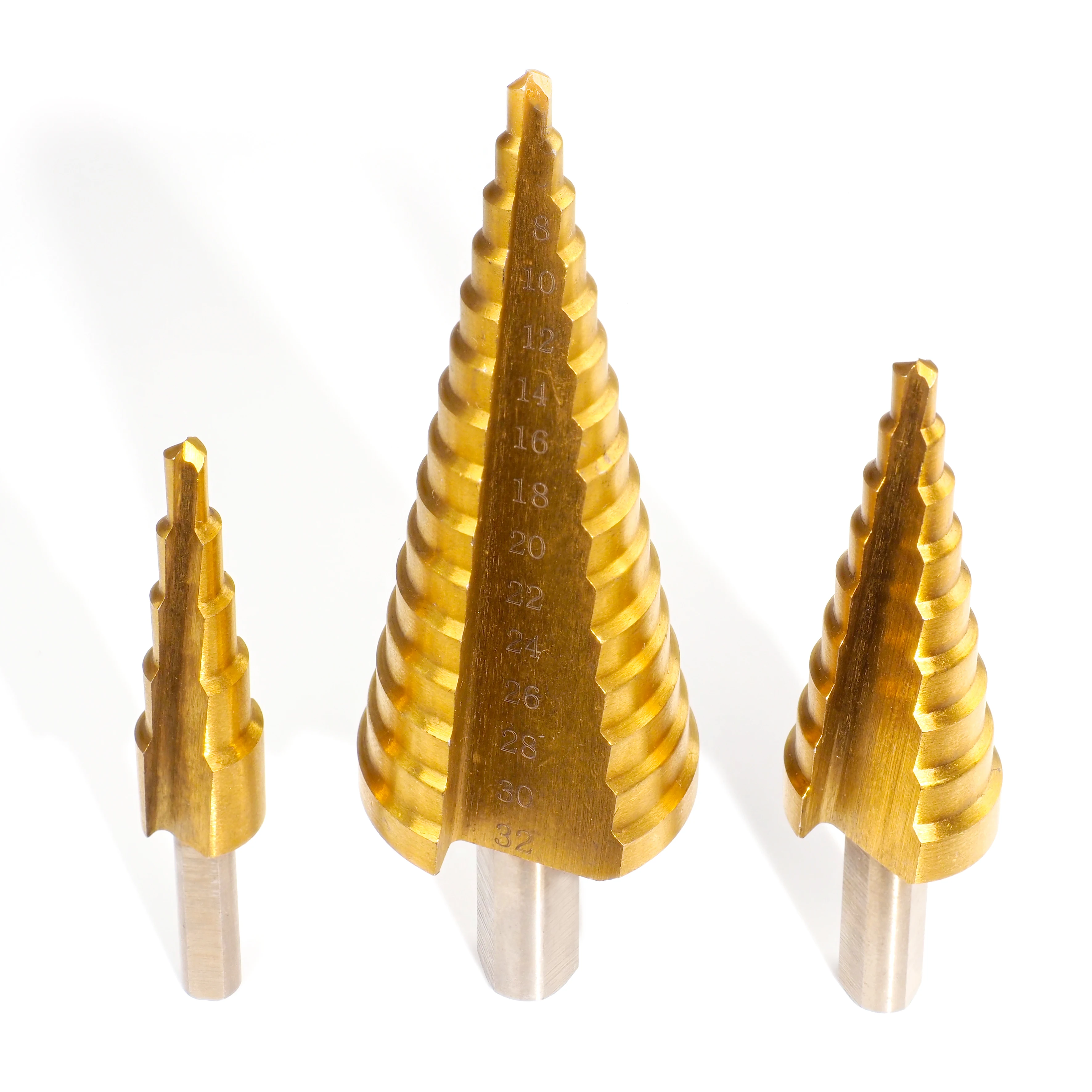 Hss Straight Groove Step Drill Bit Titanium Coated Wood Metal Drilling Tools Carbide Step Drill Bit