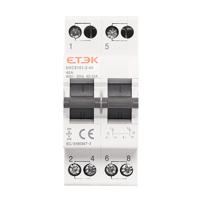 ETEK Din Rail 1P 230V 2P 4P 400V Максимальный ток 63a двойной мощности ручной переключатель блокировки автоматический