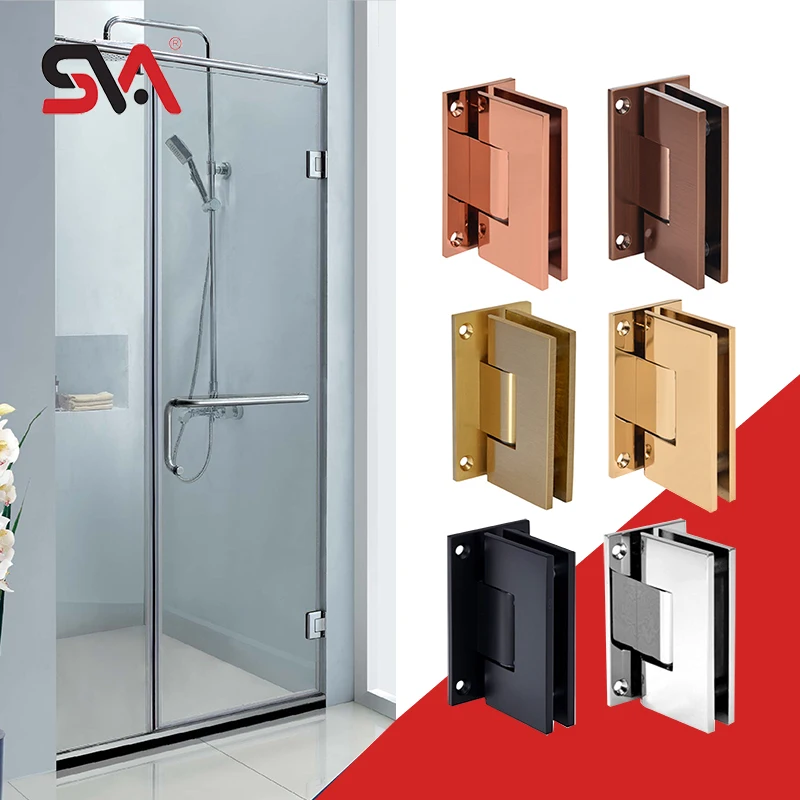 Made in China Adjusting Angle Bathroom Hardware Brass Material Polished 90 Degree Double Side Shower 8mm Glass Door Brass Hinge
