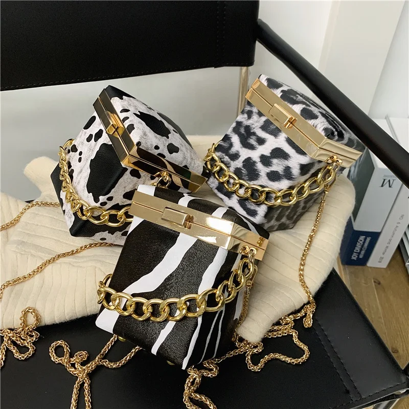 Wholesale Custom Square Box Chain Bag Cow Leather Ladies Sling Bag For Women Fashionable