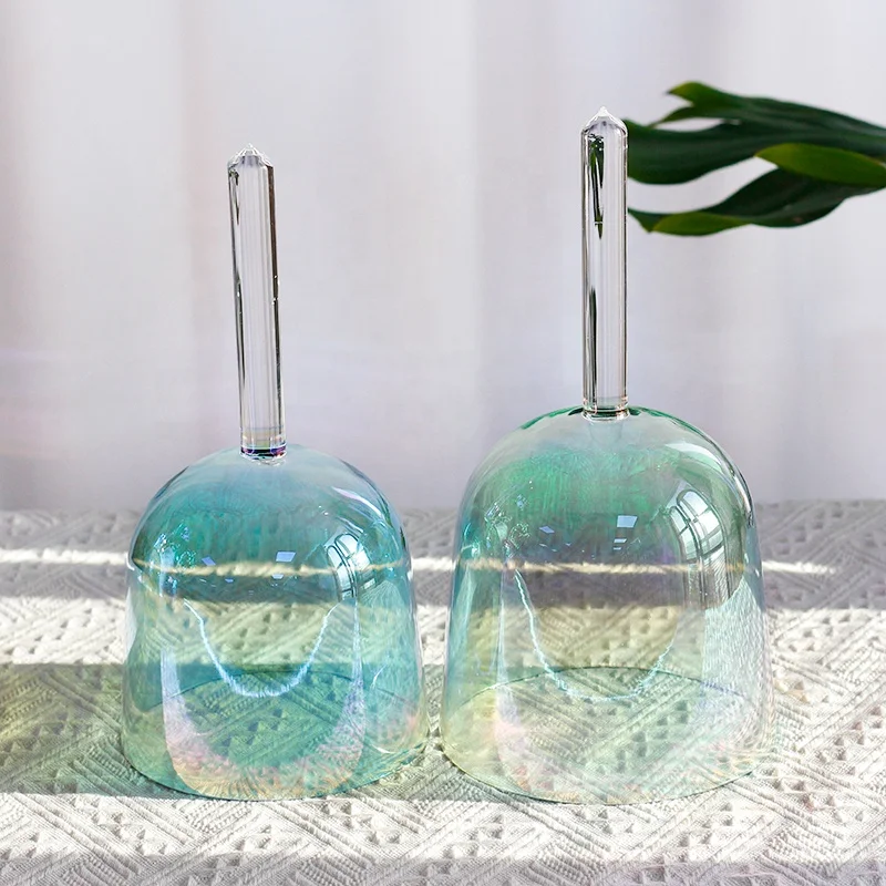 7inch C note perfect pitch Handle Clear Crystal Singing Bowl with chakra design