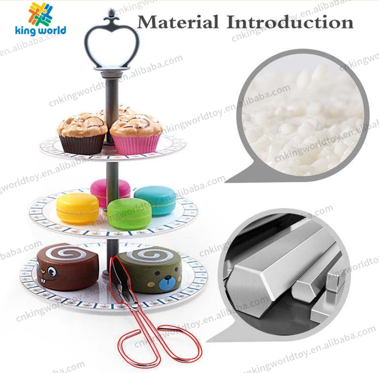 Happy Children Hot Sales Girls Kitchen Three Layer Cake Stand Dessert Kids Pretend Play Afternoon Tea Party Set Toys