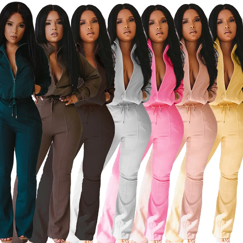 Womens Tracksuit Two Piece Outfits Long Sleeve Zip Up Jacket Jogger Casual Sweatsuit Matching Sets Track Suits