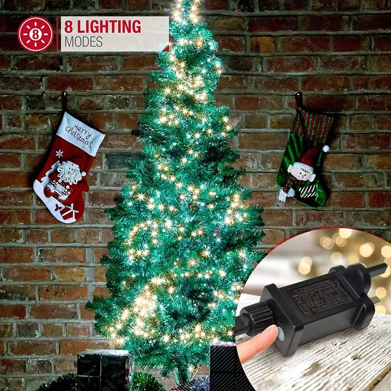 Christmas Lights 2000 LED 24m Multi Action Tree Lights Cluster Lights 8 Functions with Timer Indoor/Outdoor