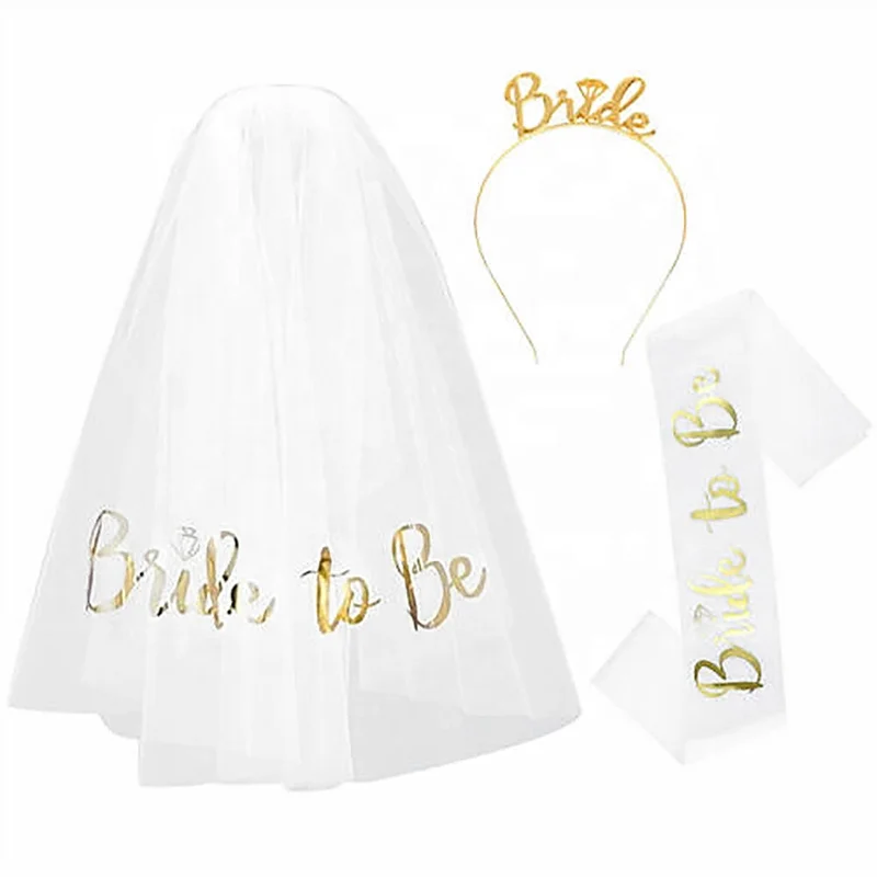 Bridal Shower Party Set Hen Party Sash Veil Headband Wedding Decorations  Bridal Accessories Pink Sash Bachelorette Party