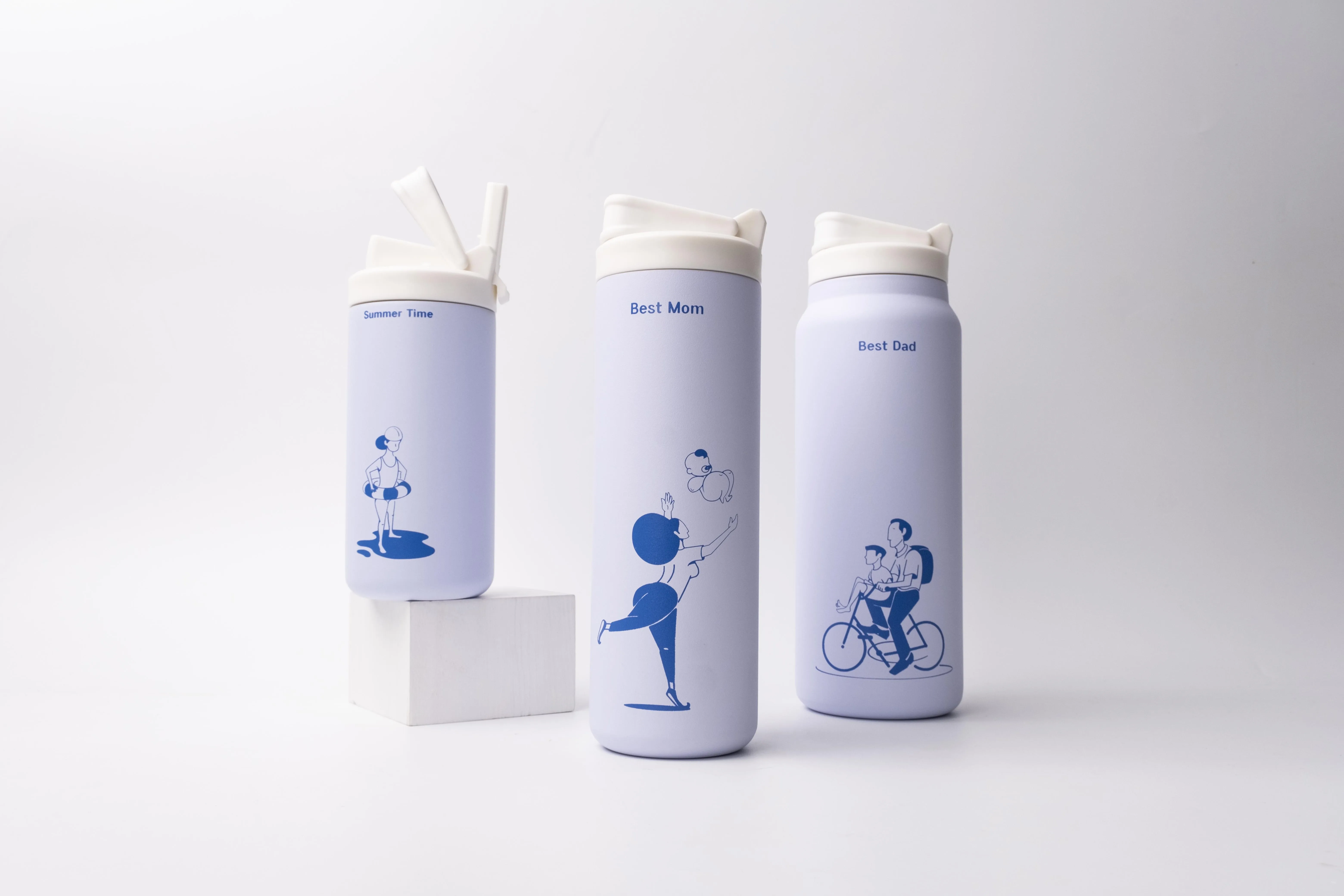 Luxury Family Parent Offspring Gift Set Stainless Steel Vacuum Flask Thermos With Straw Lid Applicable To Dishwashers