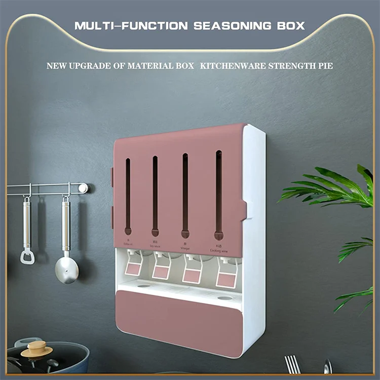 kitchen accessories Shelf Wall Mounted Spice Rack Multi-functional Condiment Storage Box No Punching Seasoning Box