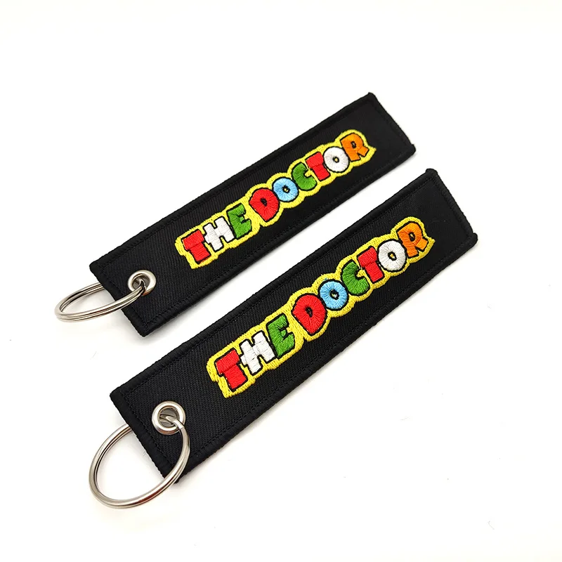 Wholesale Custom Logo Fabric Keychain Personalized Custom Fabric Embroidery Keychain Tag Embroidered Key ring