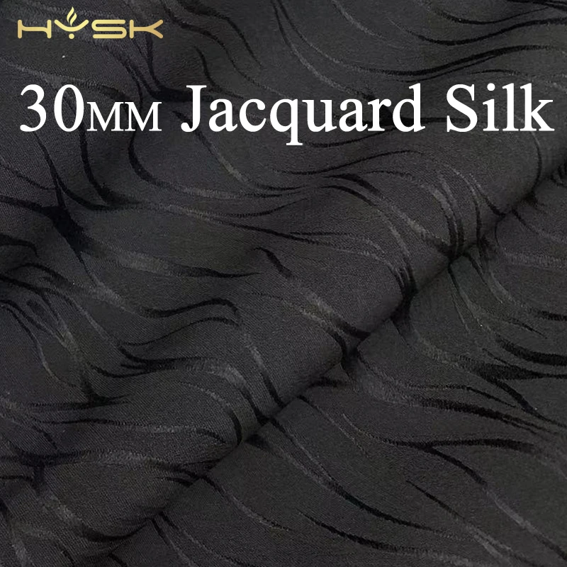 fast shipping 100 pure silk satin jacquard fabric 30mm white black heavy silk material chinese brocade in silk