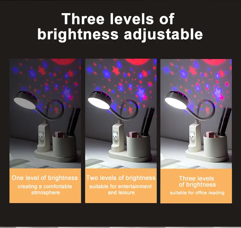 New Kids Led Rechargeable Starry Sky Table Lamp With Pen Holder Modern Led Table Lamp For Bedroom
