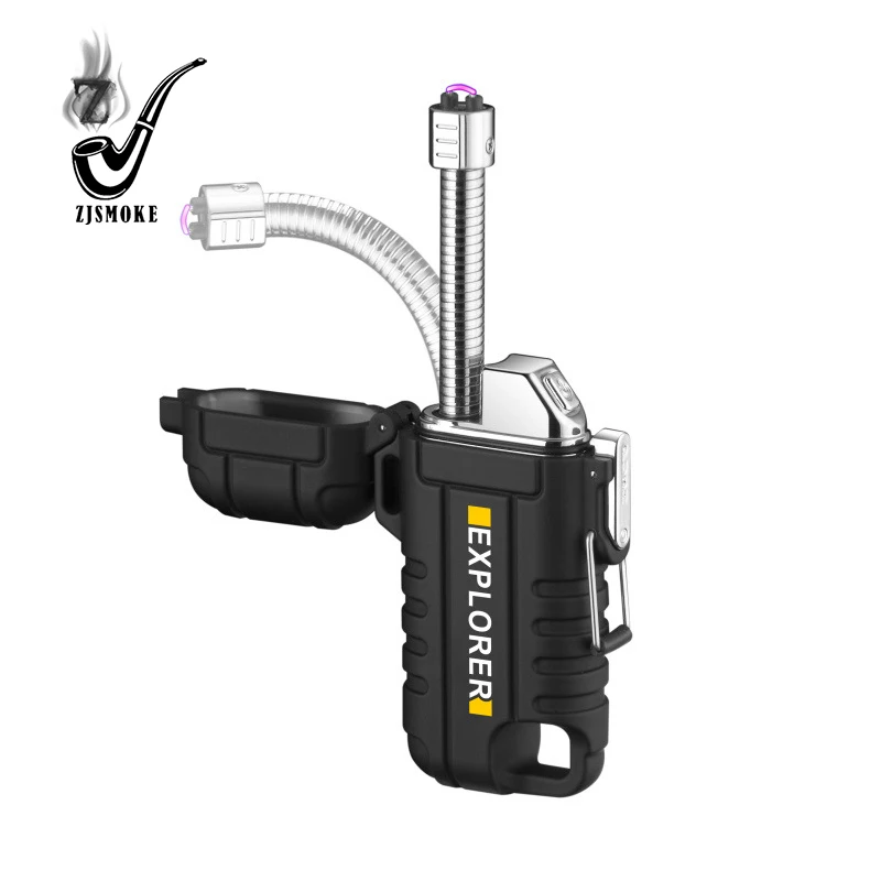 Outdoor pendant waterproof telescopic double arc charging lighter USBType-C cigarette lighter windproof and silent