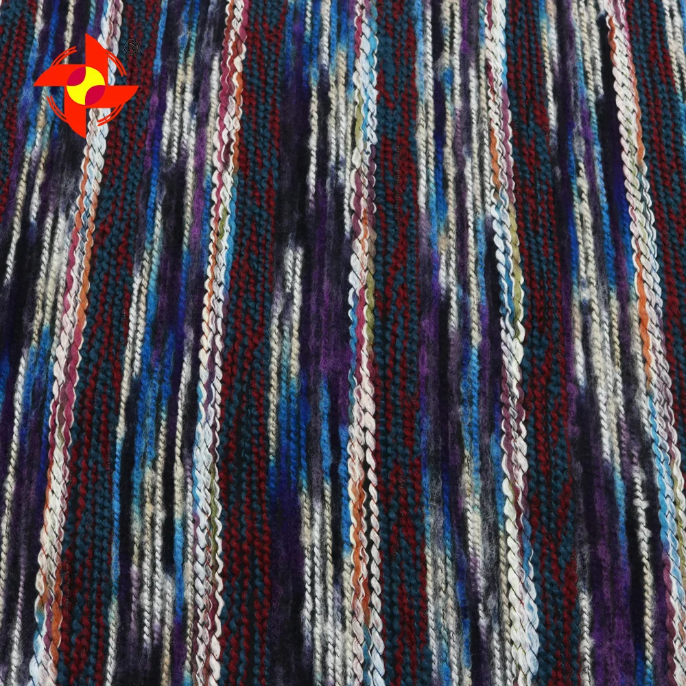 Winter Eco-friendly Acrylic Knitted Fabric Interlocking Yarn-Dyed Polyester Fabric for Shawl Scarf Ladies