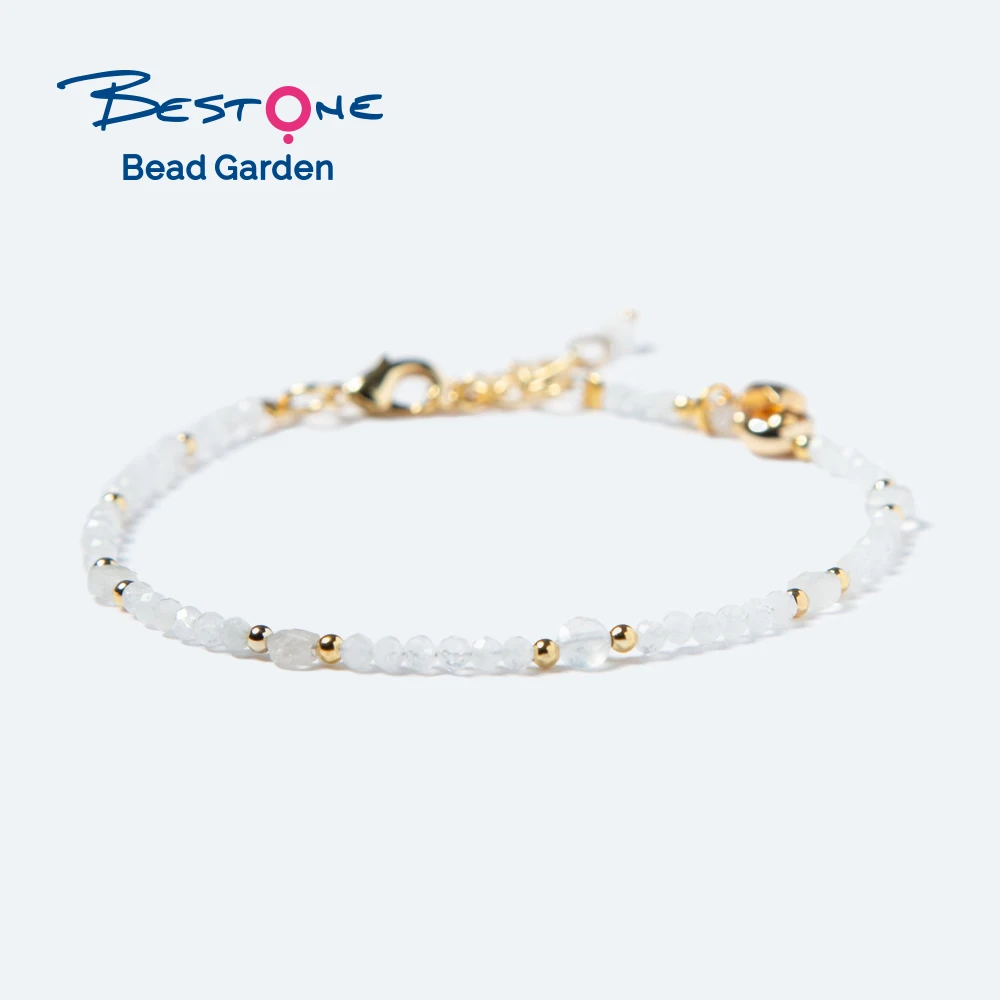 Bestone Hot Sale 2.5mm Natural Moonstone Beaded Bracelet Gemstone Beads Bracelet for Women and Girls