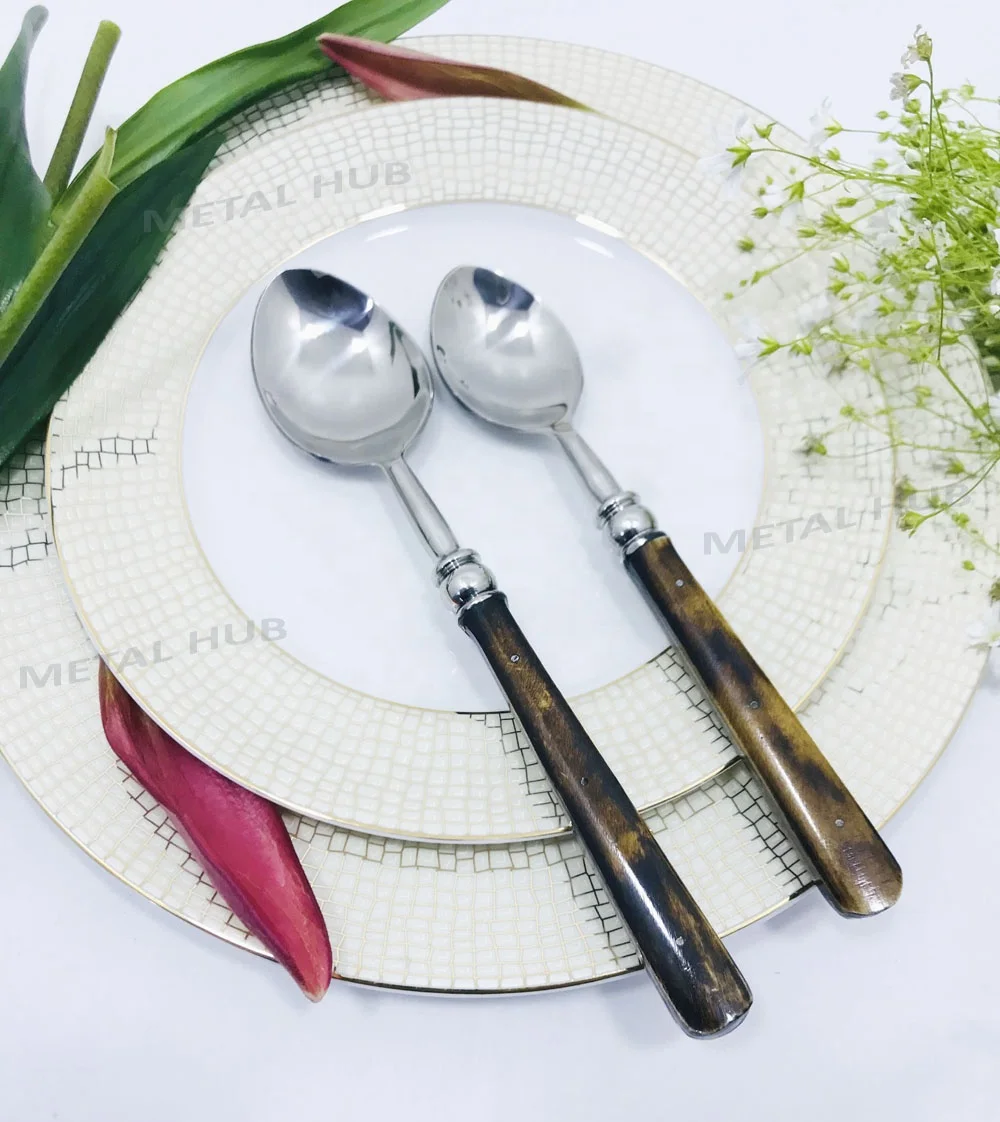 Stainless Steel Flatware Set With Bone Inlay Handle S/5 or S/7, Wedding & Parties Cutlery