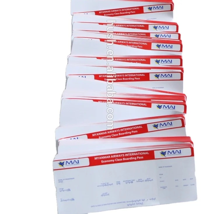 Hot Selling Airline Flight Ticket Printing Airline Boarding Pass MOQ1000pcs