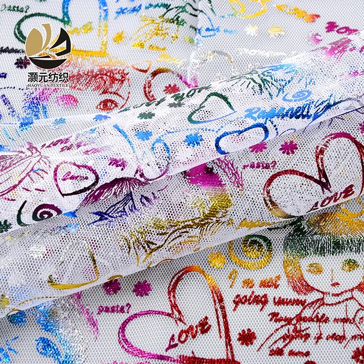 Китай, оптовая продажа, высокое качество, необычный дизайн, пользовательский принт, радужные цветные детские узоры, Тюлевая ткань