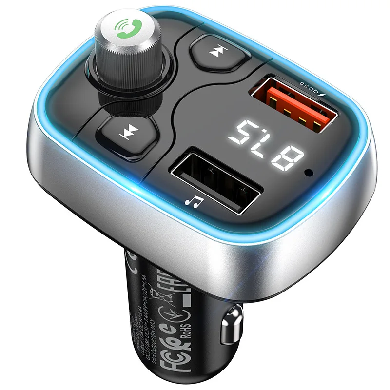 2021 Автомобильный FM-передатчик аудиоприемник адаптер Bluetooth 5 0 двойной USB QC3.0 быстрое зарядное