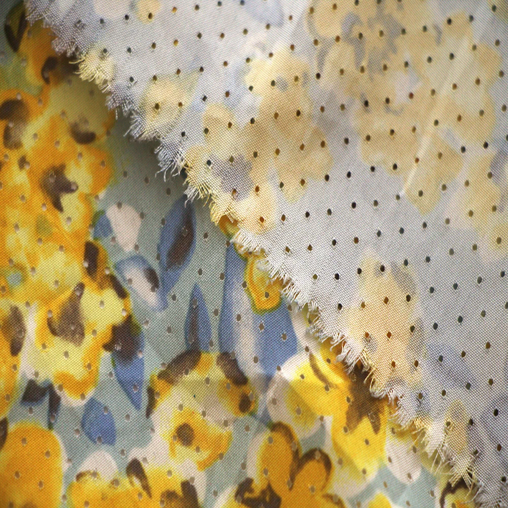 custom polyester flowered holes punched material water resistant moisture wickin mould Laser punching fabric
