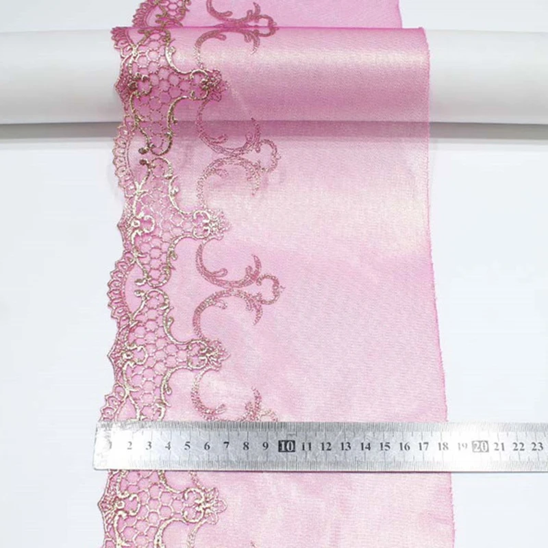 Embroidery lace bronzing mesh bottom 3D embroidery curtain lace trim