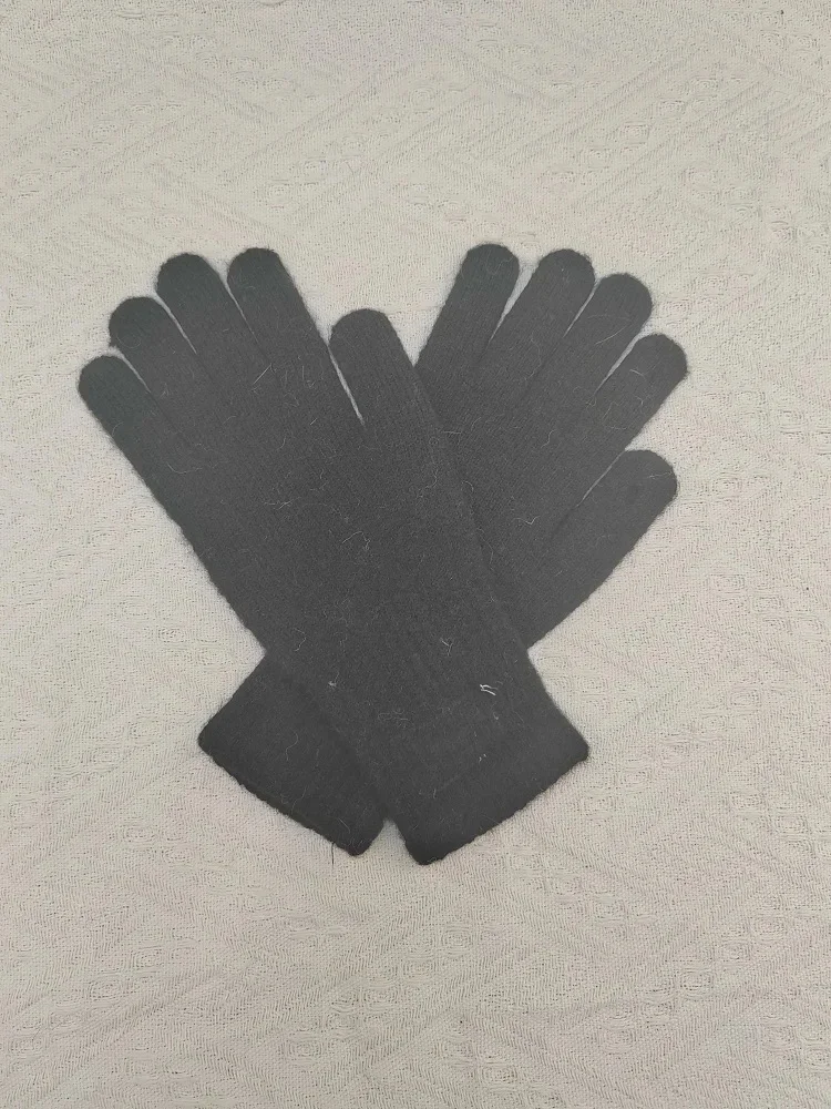 2024 New Casual Design Winter Warm Five Finger Gloves Solid Color Plain Knitting Cashmere Mittens For Outdoor