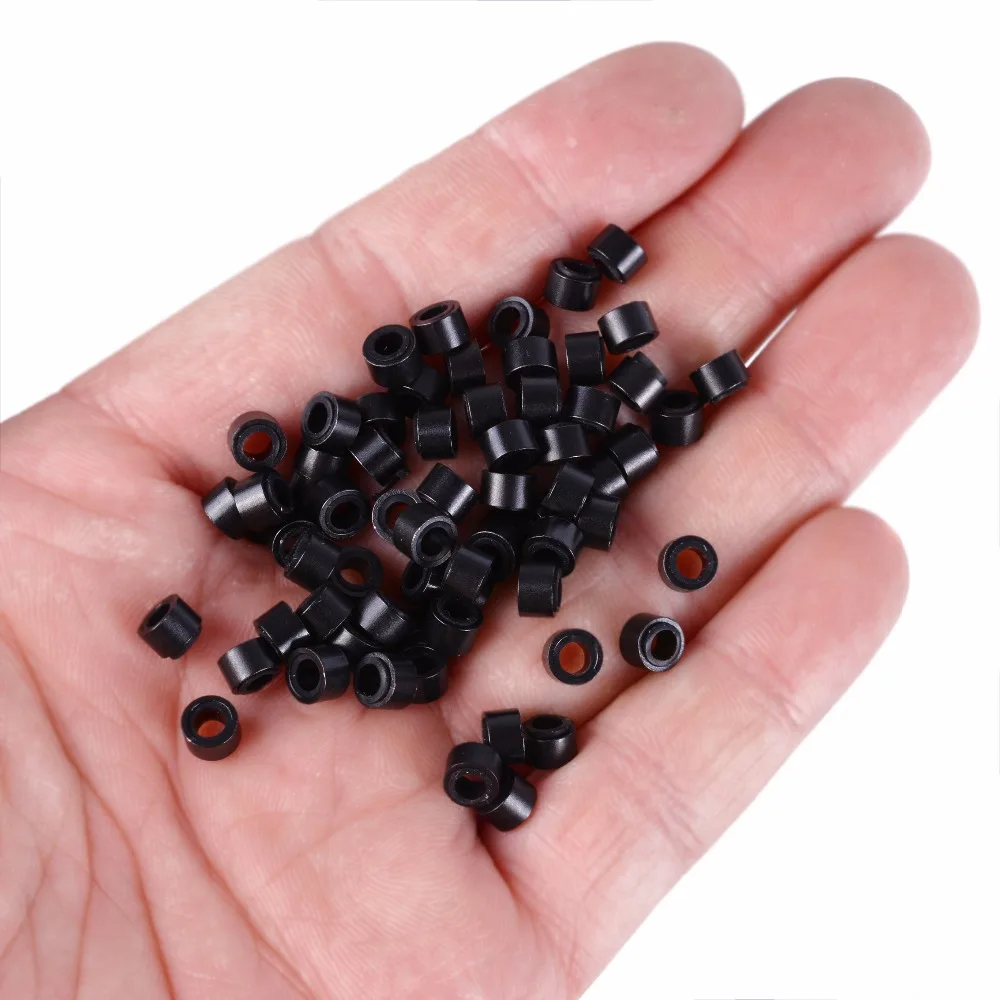 1000 Pcs 5.0mm*3.0mm*3.0mm Microring Con Vite, Silicone Micro Rings/Beads for Hair Extensions Tool