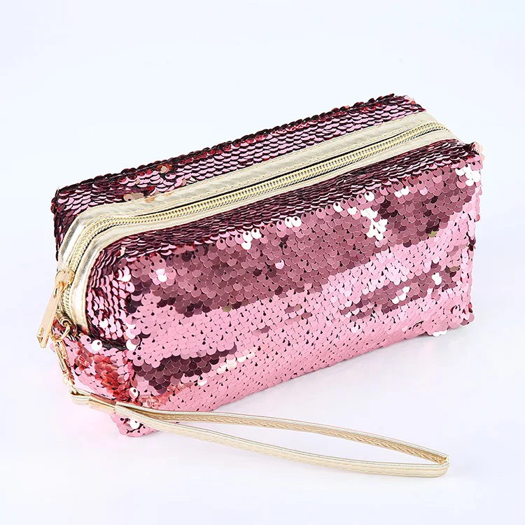 New Arrival High Quality Fashion Custom Magic Shine Pink Cosmetic Pouch