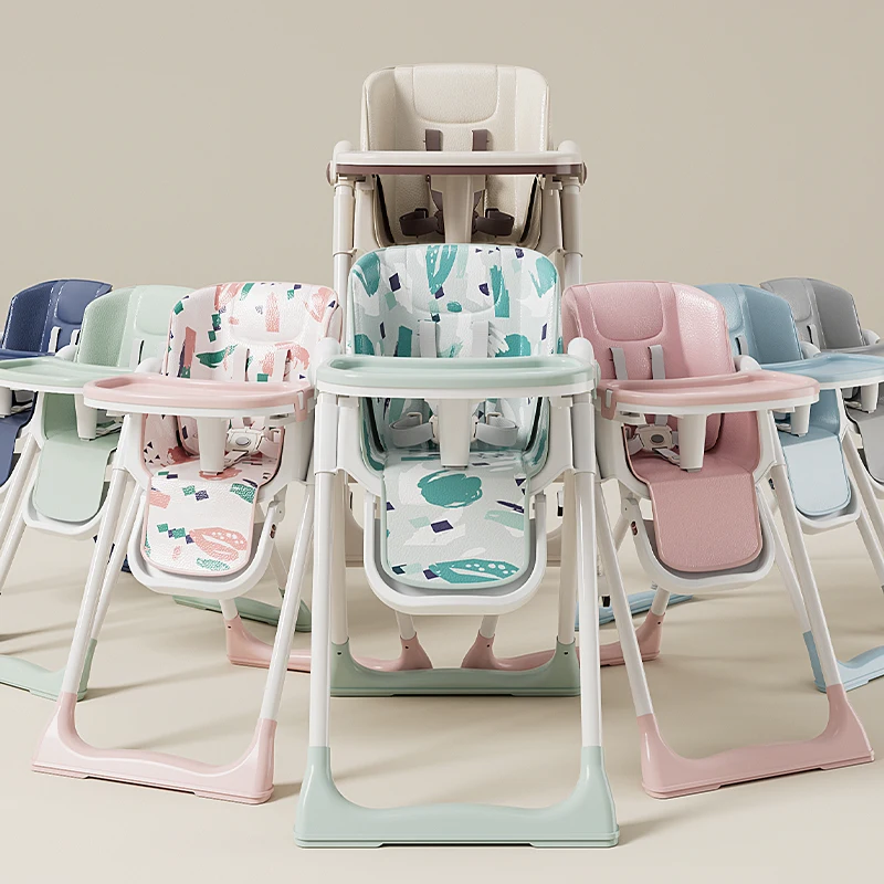 Stylish And Safe Infant Feeding Adjustable Height Dual Plate High Chair Infant Dining Chair