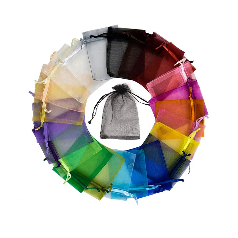 Factory Direct Jewelry Packaging Bag Organza Bags Gift Storage Wedding Drawstring Double Line Candy Pouch