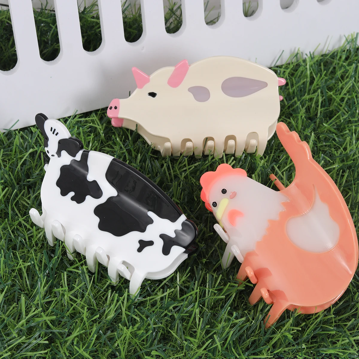 personalized acrylic farm animal collection acetate hair claw clip for woman