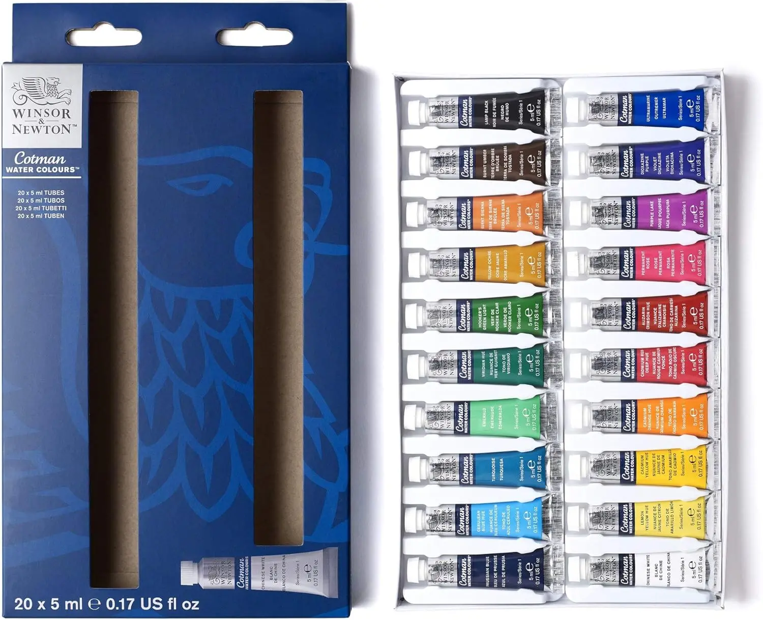 Набор акварельных красок Winsor & Newton Cotman 20 видов цветов 5 мл (0 17 унции) тюбиков для акварельной живописи художника
