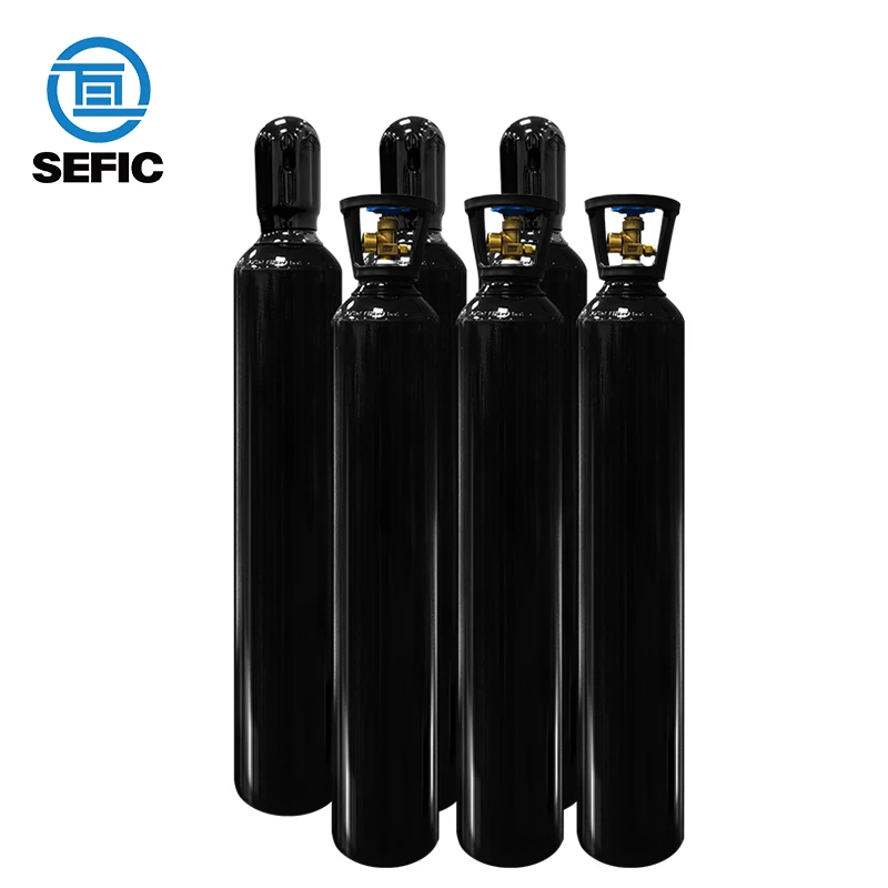 DOT3AA Standard 50L Industrial Seamless Gas Cylinders For Compressed Argon Nitrogen Helium Carbon Oxide Oxygen