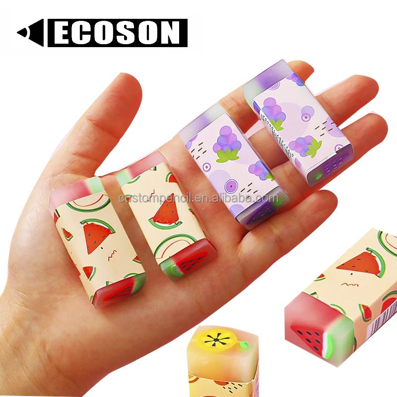 Оптовая продажа, милые ластики с фруктами, прозрачный ароматизированный ластик из ПВХ, школьные принадлежности, канцелярские принадлежности, подарки, ластик для детей