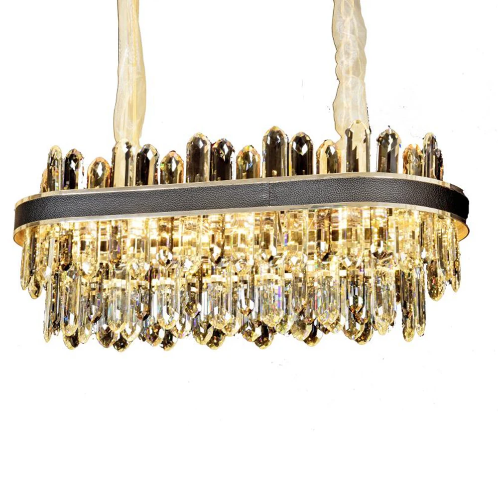 
European modern hotel gold round big crystal iron luxury ceiling LED chandelier 