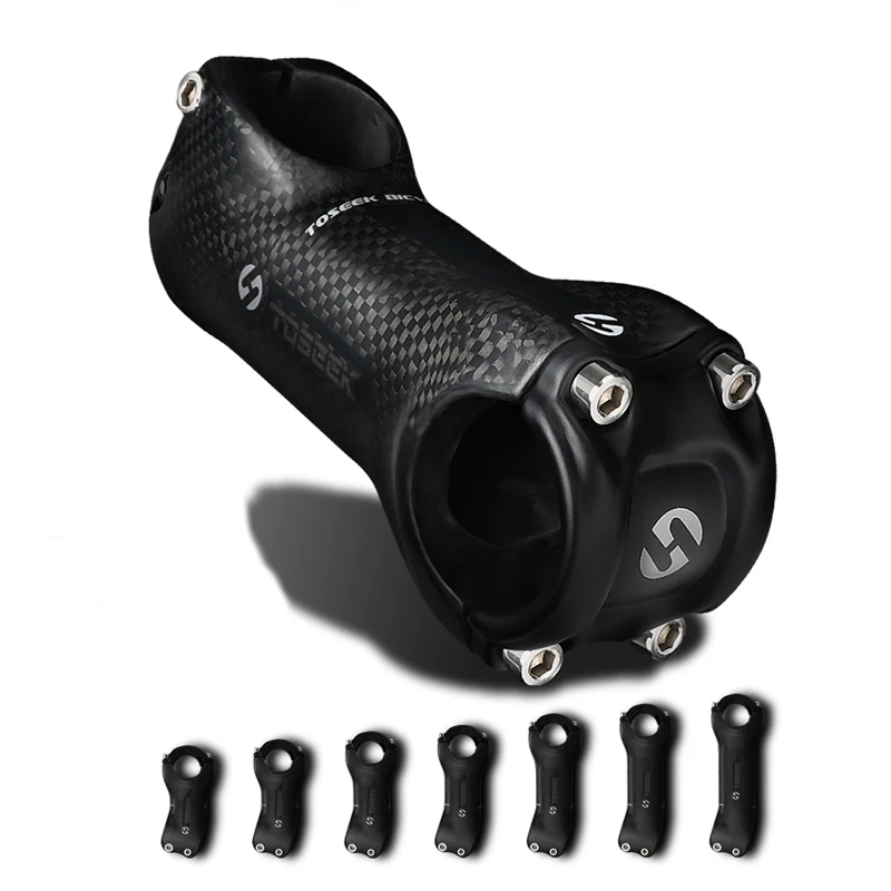 Toseek Black Matte Bicycle Handlebar Stem Carbon Aluminum Part Stemebike 70/80/90/100/110/120/130mm Mtb Stem Carbon Bike