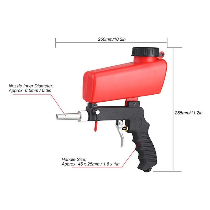 High Quality Gravity Pneumatic Small Handheld Spray Gun Set Adjustable Sandblasting Gun Portable Sandblasting Gun