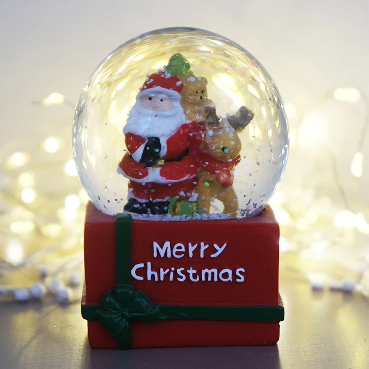 65mm Christmas Souvenir Snow Globe Resin handicraft Santa Claus Water Globe For Christmas Decoration