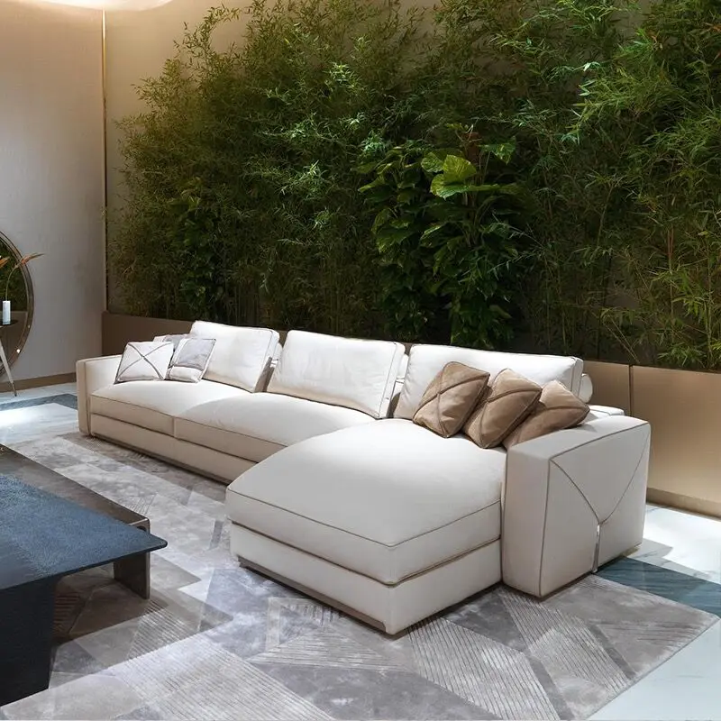 Italian leather sofa minimalist light luxury living room furniture luxury envelope sofa