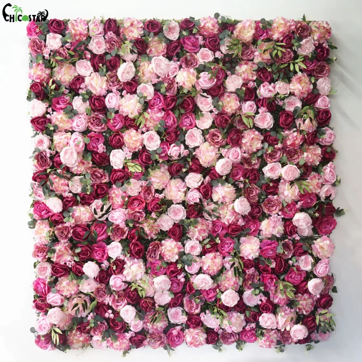 Artificial Fabric Florable Rolled Roll Up Flower Wall Panel Backdrop