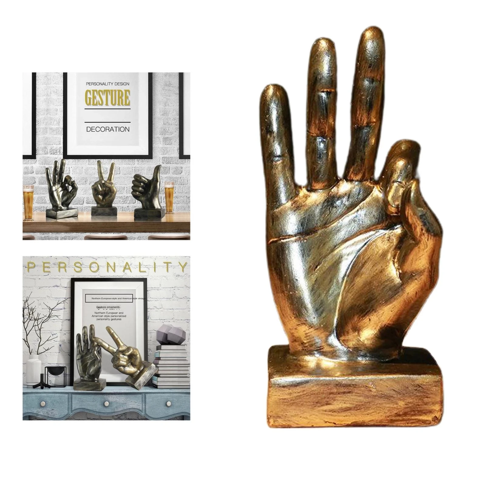 Resin victory hand gestures sculpture tabletop crafts home decorations resin hands statue