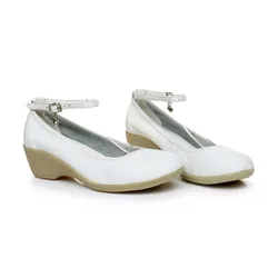 Cow Leather Women White Anti-Slip Hospital Nurse Shoes